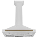 ZLINE 36 in. Autograph Edition Convertible Fingerprint Resistant Satin Stainless Steel Range Hood with Champagne Bronze Handle (KB4SNZ-36-CB)
