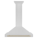 ZLINE 36 in. Autograph Edition Convertible Fingerprint Resistant Satin Stainless Steel Range Hood with Polished Gold Handle (KB4SNZ-36-G)