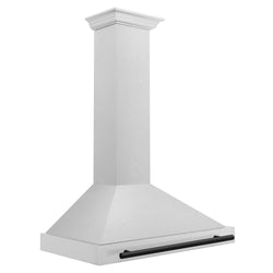 ZLINE Autograph Edition 36 in. Convertible Satin Stainless Steel Wall Mount Range Hood with Matte Black Handle (KB4SNZ-36-MB)
