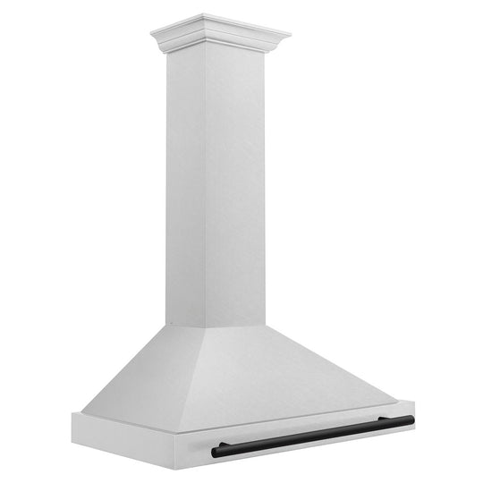 ZLINE Autograph Edition 36 in. Convertible Satin Stainless Steel Wall Mount Range Hood with Matte Black Handle (KB4SNZ-36-MB)