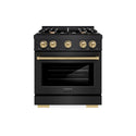 ZLINE Autograph Edition 30 in. 4.2 cu. ft. Select Dual Fuel Range with 4 Burner Gas Cooktop and Electric Convection Oven in Black Stainless Steel with Champagne Bronze Accents (HDRBZ-30-CB)