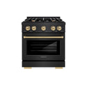 ZLINE Autograph Edition 30 in. 4.2 cu. ft. Select Dual Fuel Range with 4 Burner Gas Cooktop and Electric Convection Oven in Black Stainless Steel with Champagne Bronze Accents, Open Box-Great Condition