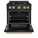 ZLINE Autograph Edition 30 in. 4.2 cu. ft. Select Gas Range with 4 Burner Cooktop and Convection Gas Oven in Black Stainless Steel and Champagne Bronze Accents, Open Box-Great Condition