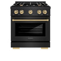 ZLINE Autograph Edition 30 in. 4.2 cu. ft. Select Gas Range with 4 Burner Cooktop and Convection Gas Oven in Black Stainless Steel and Champagne Bronze Accents, Open Box-Great Condition