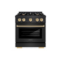 ZLINE Autograph Edition 30 in. 4.2 cu. ft. Select Gas Range with 4 Burner Cooktop and Convection Gas Oven in Black Stainless Steel and Polished Gold Accents, Open Box-Great Condition