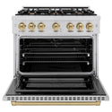 ZLINE Autograph Edition 36 in. 5.2 cu. ft. Select Dual Fuel Range with 6 Burner Gas Cooktop and Electric Convection Oven in Stainless Steel with Champagne Bronze Accents (HDRZ-36-CB)