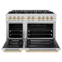 ZLINE Autograph Edition 48 in. 6.7 cu. ft. Select Double Oven Dual Fuel Range with 8 Burner Gas Cooktop in Stainless Steel and Polished Gold Accents (HDRZ-48-G)