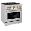 ZLINE Autograph Edition 30 in. 4.2 cu. ft. Select Gas Range with 4 Burner Cooktop and Convection Gas Oven in Stainless Steel and Champagne Bronze Accents (HGRZ-30-CB)