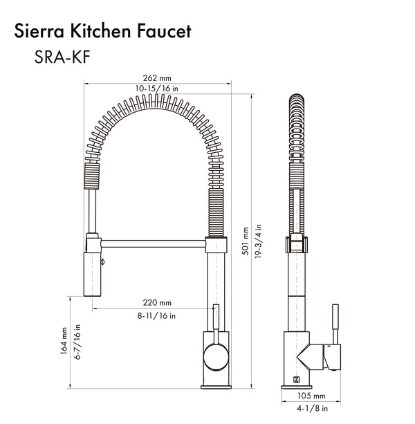 ZLINE Autograph Edition Sierra Pull Down Spring Single Handle Kitchen Faucet in Brushed Nickel and Champagne Bronze (SRA-KF-ZBNCB)