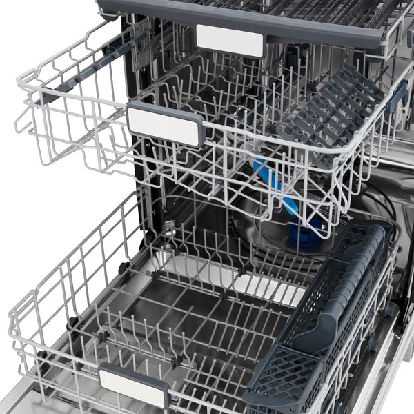 ZLINE Autograph Edition 24" Monument Series 3rd Rack Top Touch Control Tall Tub Dishwasher in Stainless Steel with Polished Gold Handle, 45dBa (DWMTZ-304-24-G)
