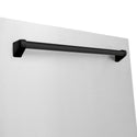 ZLINE Autograph Edition 24" Monument Series 3rd Rack Top Control Built-In Tall Tub Dishwasher in Stainless Steel with Matte Black Handle, 45dBa (DWMTZ-304-24-MB)
