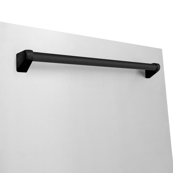 ZLINE Autograph Edition 24" Monument Series 3rd Rack Top Control Built-In Tall Tub Dishwasher in Stainless Steel with Matte Black Handle, 45dBa (DWMTZ-304-24-MB)