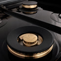 ZLINE Autograph Edition 24 in. 2.8 cu. ft. Legacy Dual Fuel Range with 4 Burner Gas Cooktop and Electric Convection Oven in Stainless Steel and Polished Gold Accents, Open Box-Good Condition