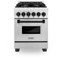 ZLINE Autograph Edition 24 in. 2.8 cu. ft. Legacy Dual Fuel Range with 4 Burner Gas Cooktop and Electric Convection Oven in Stainless Steel and Matte Black Accents, Open Box-Good Condition