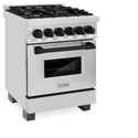 ZLINE Autograph Edition 24 in. 2.8 cu. ft. Legacy Dual Fuel Range with 4 Burner Gas Cooktop and Electric Convection Oven in Stainless Steel and Matte Black Accents, Open Box-Good Condition