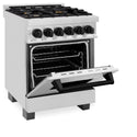 ZLINE Autograph Edition 24 in. 2.8 cu. ft. Legacy Dual Fuel Range with 4 Burner Gas Cooktop and Electric Convection Oven in Stainless Steel and Matte Black Accents, Open Box-Good Condition