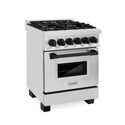 ZLINE Autograph Edition 24 in. 2.8 cu. ft. Legacy Dual Fuel Range with 4 Burner Gas Cooktop and Electric Convection Oven in Stainless Steel and Matte Black Accents, Open Box-Good Condition