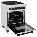 ZLINE Autograph Edition 24 in. 2.8 cu. ft. Legacy Dual Fuel Range with 4 Burner Gas Cooktop and Electric Convection Oven in Stainless Steel and Matte Black Accents, Open Box-Good Condition