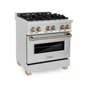 ZLINE Autograph Edition 30 in. 4.0 cu. ft. Legacy Dual Fuel Range with 4 Burner Gas Cooktop and Electric Convection Oven in Stainless Steel and Champagne Bronze Accents, Open Box-Good Condition