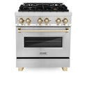 ZLINE Autograph Edition 30" 4.0 cu. ft. Dual Fuel Range with Gas Stove and Electric Oven in Stainless Steel with Accents (RAZ-30)