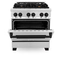 ZLINE Autograph Edition 30 in. 4.0 cu. ft. Legacy Dual Fuel Range with 4 Burner Gas Cooktop and Electric Convection Oven in Stainless Steel and Matte Black Accents, Open Box-Good Condition