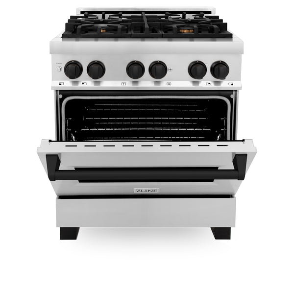 ZLINE Autograph Edition 30" 4.0 cu. ft. Dual Fuel Range with Gas Stove and Electric Oven in Stainless Steel with Accents (RAZ-30)