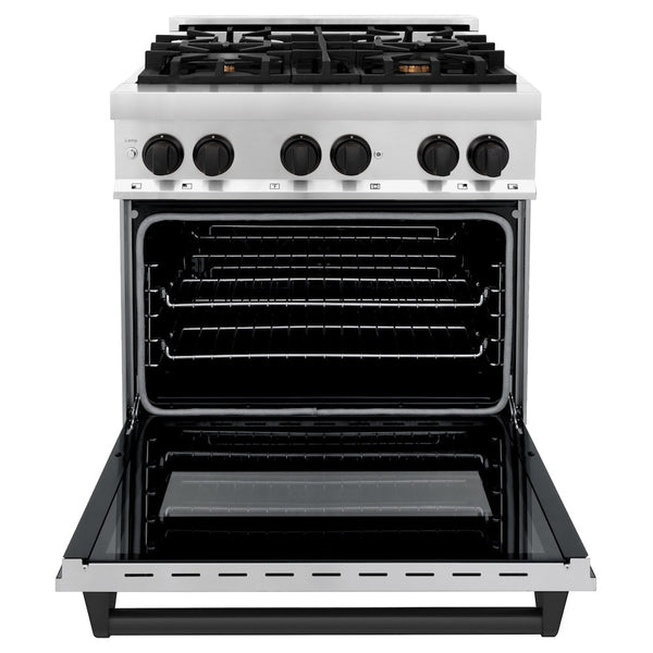 ZLINE Autograph Edition 30 in. 4.0 cu. ft. Legacy Dual Fuel Range with 4 Burner Gas Cooktop and Electric Convection Oven in Stainless Steel and Matte Black Accents, Open Box-Good Condition