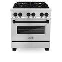 ZLINE Autograph Edition 30 in. 4.0 cu. ft. Legacy Dual Fuel Range with 4 Burner Gas Cooktop and Electric Convection Oven in Stainless Steel and Matte Black Accents (RAZ-30-MB)