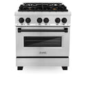 ZLINE Autograph Edition 30 in. 4.0 cu. ft. Legacy Dual Fuel Range with 4 Burner Gas Cooktop and Electric Convection Oven in Stainless Steel and Matte Black Accents, Open Box-Good Condition