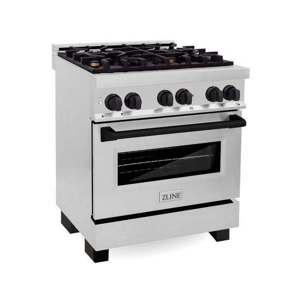 ZLINE Autograph Edition 30" 4.0 cu. ft. Dual Fuel Range with Gas Stove and Electric Oven in Stainless Steel with Accents (RAZ-30)