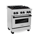 ZLINE Autograph Edition 30 in. 4.0 cu. ft. Legacy Dual Fuel Range with 4 Burner Gas Cooktop and Electric Convection Oven in Stainless Steel and Matte Black Accents, Open Box-Good Condition