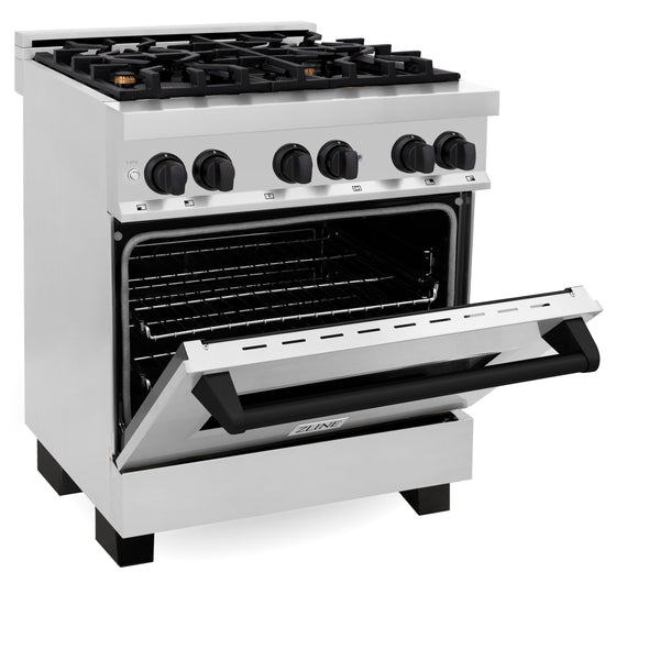 ZLINE Autograph Edition 30" 4.0 cu. ft. Dual Fuel Range with Gas Stove and Electric Oven in Stainless Steel with Accents (RAZ-30)