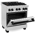 ZLINE Autograph Edition 30 in. 4.0 cu. ft. Legacy Dual Fuel Range with 4 Burner Gas Cooktop and Electric Convection Oven in Stainless Steel and Matte Black Accents, Open Box-Good Condition