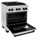 ZLINE Autograph Edition 30 in. 4.0 cu. ft. Legacy Dual Fuel Range with 4 Burner Gas Cooktop and Electric Convection Oven in Stainless Steel and Matte Black Accents, Open Box-Good Condition