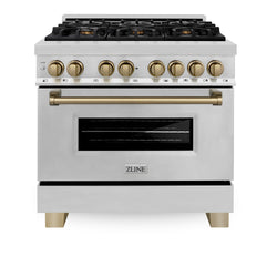 ZLINE Autograph Edition 36 in. 4.6 cu. ft. Legacy Dual Fuel Range with 6 Burner Gas Cooktop and Electric Convection Oven