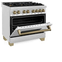 ZLINE Autograph Edition 36" 4.6 cu. ft. Dual Fuel Range with Gas Stove and Electric Oven in Stainless Steel with Accents (RAZ-36)