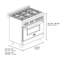 ZLINE Autograph Edition 36 in. 4.6 cu. ft. Legacy Dual Fuel Range with 6 Burner Gas Cooktop and Electric Convection Oven in Stainless Steel and Polished Gold Accents, Open Box-Great Condition