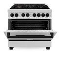 ZLINE Autograph Edition 36 in. 4.6 cu. ft. Legacy Dual Fuel Range with 6 Burner Gas Cooktop and Electric Convection Oven in Stainless Steel and Matte Black Accents, Open Box-Good Condition