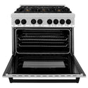 ZLINE Autograph Edition 36 in. 4.6 cu. ft. Legacy Dual Fuel Range with 6 Burner Gas Cooktop and Electric Convection Oven in Stainless Steel and Matte Black Accents, Open Box-Good Condition