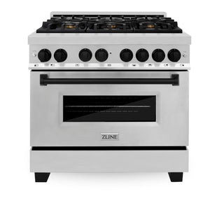 Buy matte-black ZLINE Autograph Edition 36&quot; 4.6 cu. ft. Dual Fuel Range with Gas Stove and Electric Oven in Stainless Steel with Accents (RAZ-36)