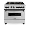 ZLINE Autograph Edition 36 in. 4.6 cu. ft. Legacy Dual Fuel Range with 6 Burner Gas Cooktop and Electric Convection Oven in Stainless Steel and Matte Black Accents, Open Box-Good Condition