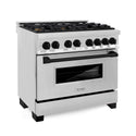 ZLINE Autograph Edition 36 in. 4.6 cu. ft. Legacy Dual Fuel Range with 6 Burner Gas Cooktop and Electric Convection Oven in Stainless Steel and Matte Black Accents, Open Box-Good Condition