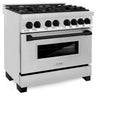 ZLINE Autograph Edition 36 in. 4.6 cu. ft. Legacy Dual Fuel Range with 6 Burner Gas Cooktop and Electric Convection Oven in Stainless Steel and Matte Black Accents, Open Box-Good Condition