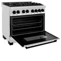 ZLINE Autograph Edition 36 in. 4.6 cu. ft. Legacy Dual Fuel Range with 6 Burner Gas Cooktop and Electric Convection Oven in Stainless Steel and Matte Black Accents (RAZ-36-MB)