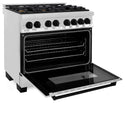 ZLINE Autograph Edition 36 in. 4.6 cu. ft. Legacy Dual Fuel Range with 6 Burner Gas Cooktop and Electric Convection Oven in Stainless Steel and Matte Black Accents, Open Box-Good Condition