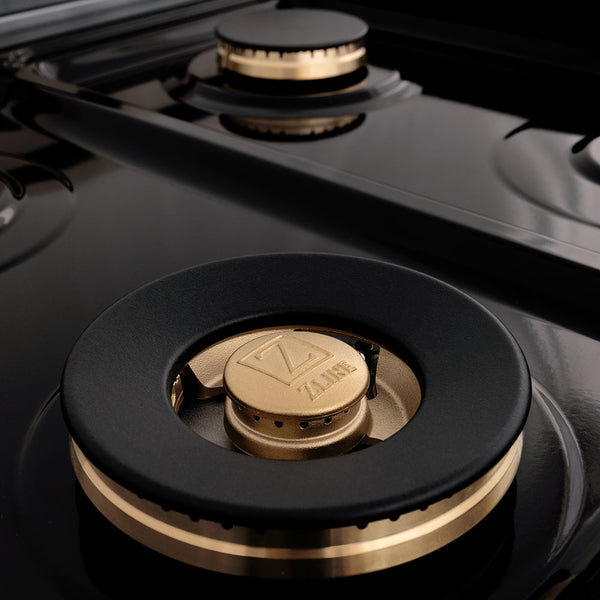 ZLINE Autograph Edition 48 in. 6.0 cu. ft. Legacy Dual Fuel Range with 7 Burner Gas Cooktop and 2 Electric Ovens in Stainless Steel and Champagne Bronze Accents, Open Box-Good Condition