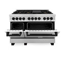 ZLINE Autograph Edition 48 in. 6.0 cu. ft. Legacy Dual Fuel Range with 7 Burner Gas Cooktop and 2 Electric Ovens in Stainless Steel and Matte Black Accents, Open Box-Good Condition