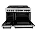 ZLINE Autograph Edition 48 in. 6.0 cu. ft. Legacy Dual Fuel Range with 7 Burner Gas Cooktop and 2 Electric Ovens in Stainless Steel and Matte Black Accents, Open Box-Good Condition
