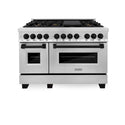 ZLINE Autograph Edition 48 in. 6.0 cu. ft. Legacy Dual Fuel Range with 7 Burner Gas Cooktop and 2 Electric Ovens in Stainless Steel and Matte Black Accents, Open Box-Good Condition