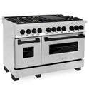 ZLINE Autograph Edition 48 in. 6.0 cu. ft. Legacy Dual Fuel Range with 7 Burner Gas Cooktop and 2 Electric Ovens in Stainless Steel and Matte Black Accents, Open Box-Good Condition